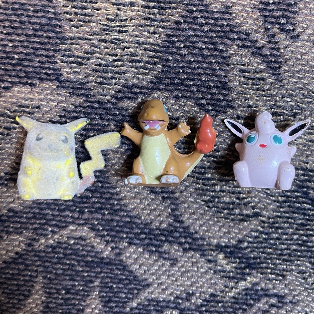 Vtg 90s Japanese Pokemon Mini Figures Pikachu Wigglytuff Charmander Lot Of 3